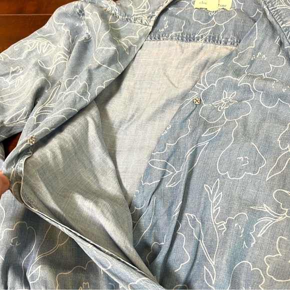 ANTHROPOLOGIE Cloth & Stone Chambray Romper Blue Long Sleeve Size Small - Picture 13 of 16